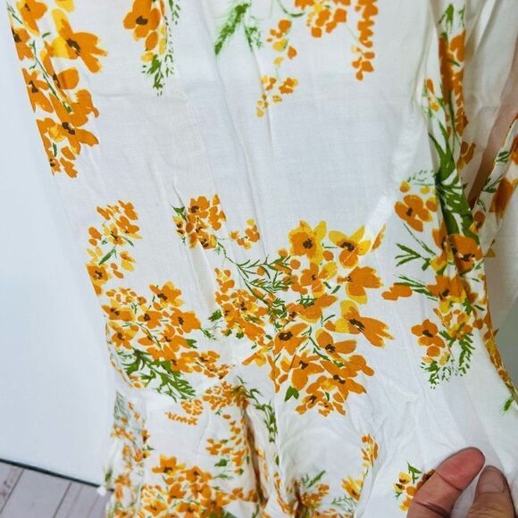 Zesica White Orange Sunflower Wrap Dress MIDI Sundress NWT! - Picture 5 of 11